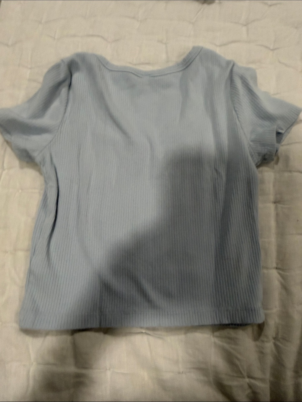 bp Light Blue Ribbed Button-Down Crop Top - Picture 4 of 4